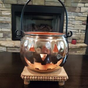 Metal Jack O Lantern Candle Holder - Like New!